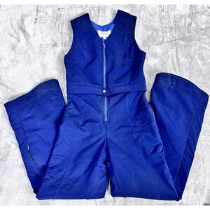Ditrani Designs Ski Bibs Womens 10 Blue Insulated Made Canada Vintage